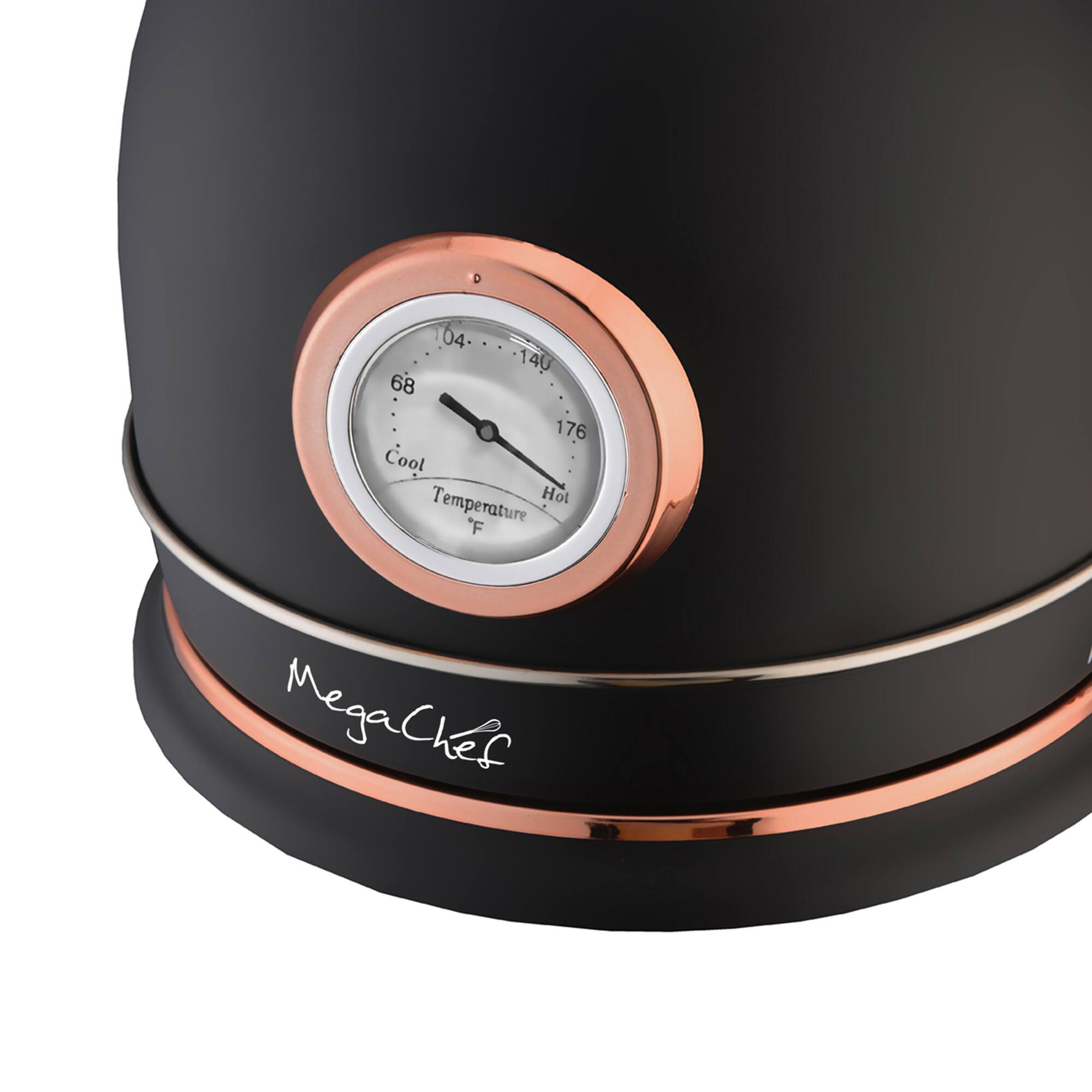 MegaChef 1.8L Matte Black Half Circle Electric Tea Kettle